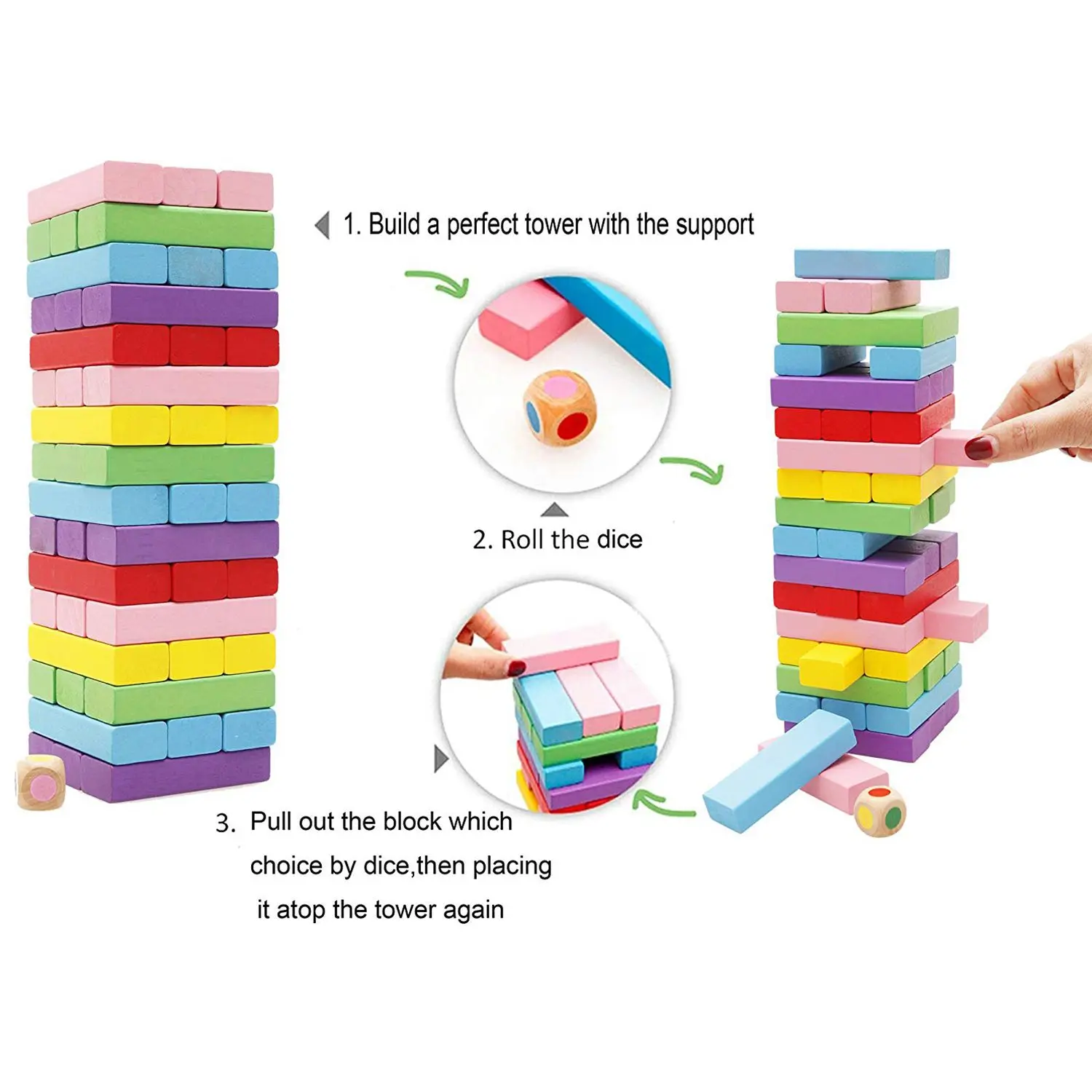 Деревянные штабелируемые настольные игры строительные блоки для детей-48 штук