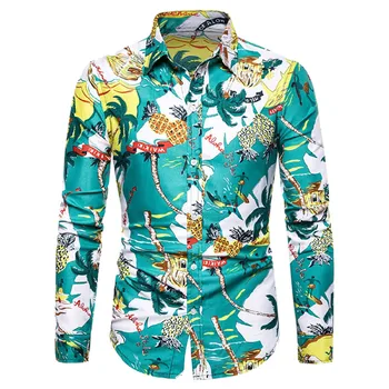 

KLV 2019 men shirt streetwear shirt Autumn Fashion Shirt Casual Long Sleeve Beach Top Loose Casual Shirt Blouse free shipping D4