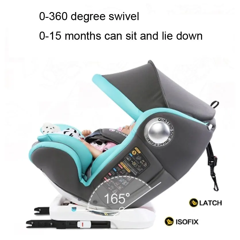 360 градусов шарнирное детское автомобильное сиденье детское автомобильное безопасное сиденье Isofix защелка соединение От 0 до 12 лет Детское Автокресло ECE
