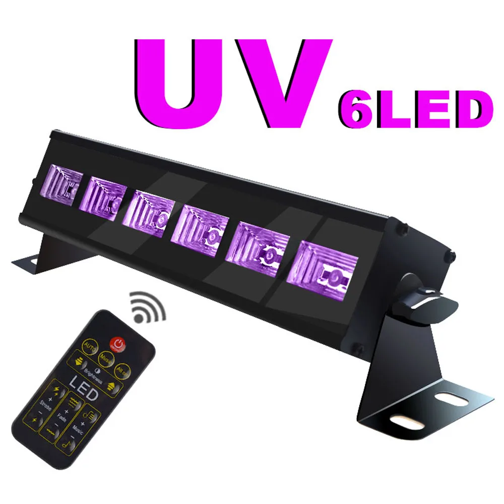 

6 LEDs Wall Washer Stage Light UV DMX512 Bar Black Party Club Disco Light for Entertainment Stage Effect Lights+Remote Control