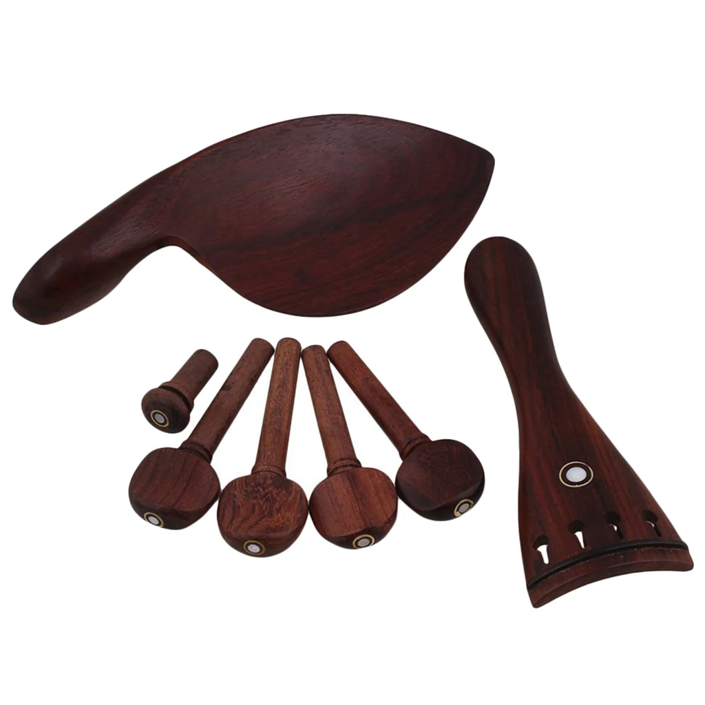 4/4 Violin Replacement Rose Wood Chinrest & Tailpiece & Endpins &Tuning Peg