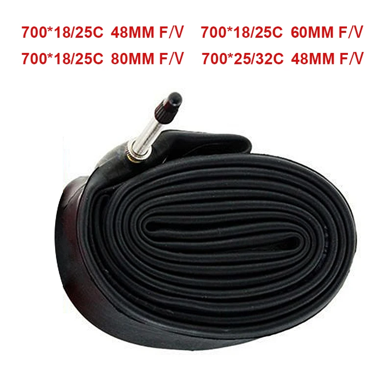 

Bicycle Standard Inner Tube Butyl Rubber Bicycle Inner Tube Road Bike 700Cx18/25C 700X18/32C FV 80mm 60mm 48mm Tire