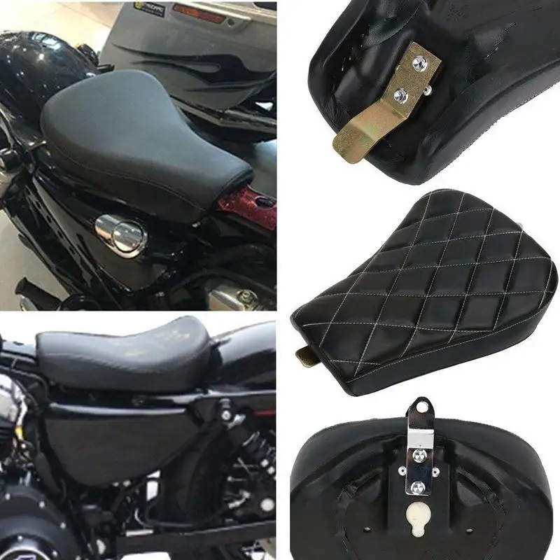 5 Models New Black Motorcycle Front Driver Leather Pillow Solo Seat Cushion For Sportster Forty Eight XL1200 883 72 48