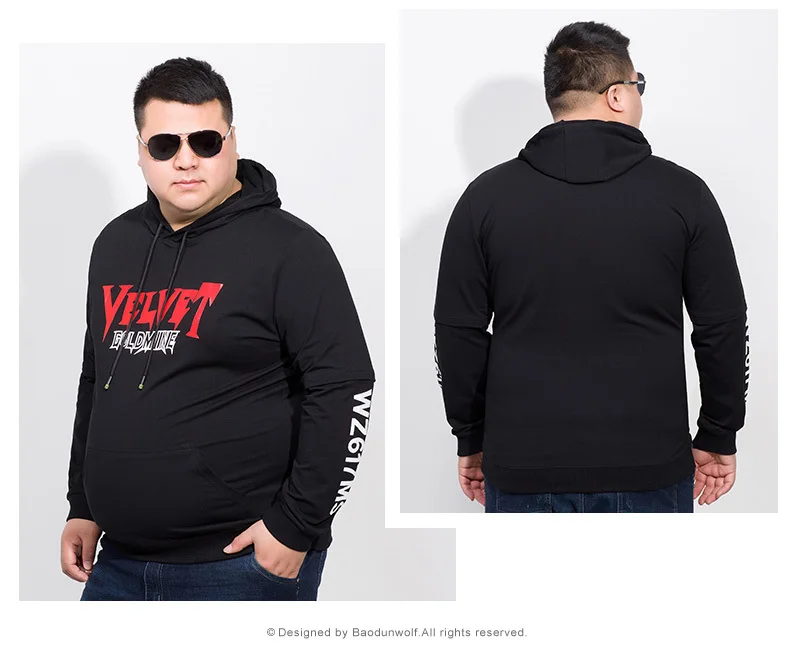 _ 8xl 7xl 6xl хлопковая свободная футболка Мужская Однотонная с капюшоном мужская