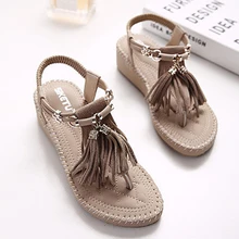 Zapatos de las mujeres 2017 nuevas sandalias del verano versión Coreana de la pizza de suela gruesa borla zapatos Romanos sandalias femeninas chanclas BT534