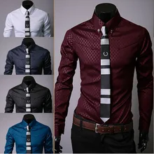 Модные Для мужчин эксклюзивная Повседневное рубашки Slim Fit рубашки длинный рукав; пуговицы Топы F05