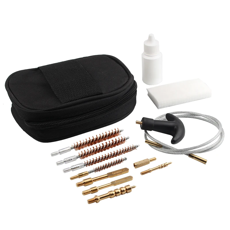 Gun Pistol Cleaning Kit Set Nylon Bag Rod Brush Gun cleaning for .17cal .22cal .30cal 2708.280cal Brass brush Rifle Cleaning for Hunting RL37-0046-09