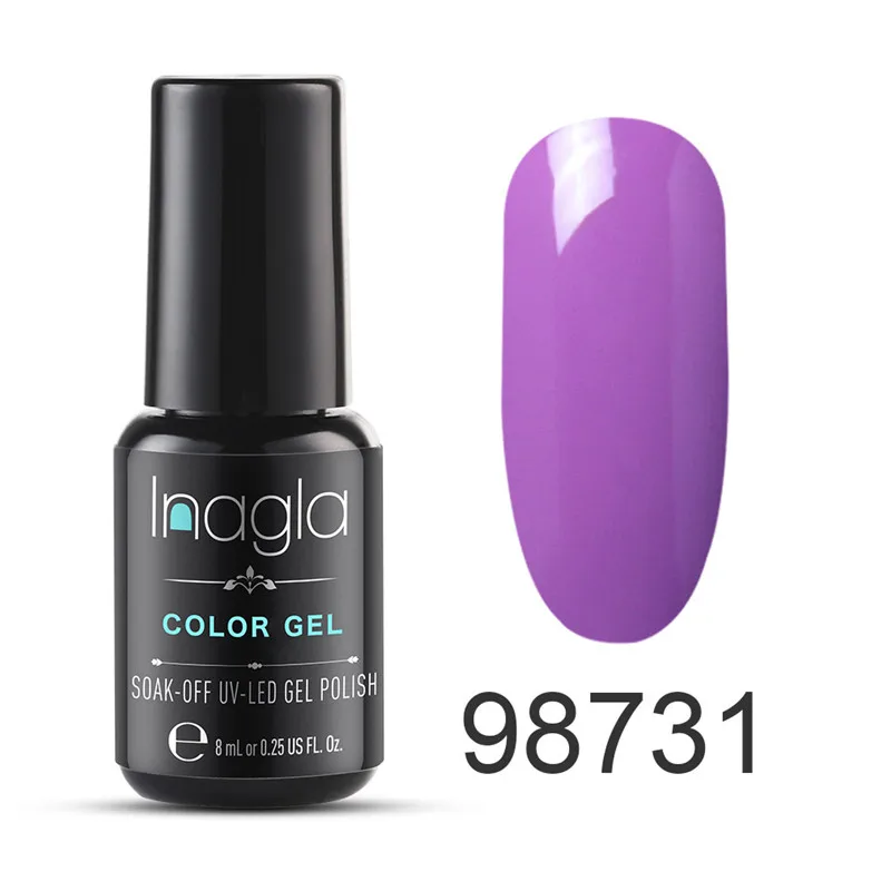 Inagla 8 мл общий Цветной Гель-лак для ногтей Дизайн ногтей маникюр 62 цвета впитываемый эмалированный Гель-лак Светодиодный УФ-гель лак - Цвет: 98731