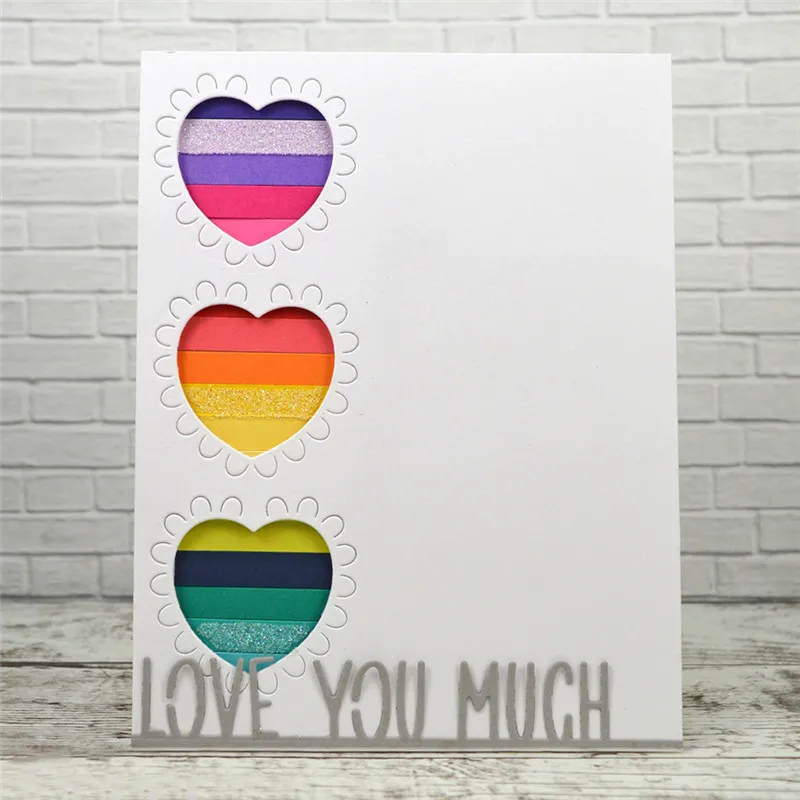 

Naifumodo Love You Much Border Die Metal Cutting Dies for DIY Scrapbooking Embossing Paper Wedding Cards Die Cuts Album Making