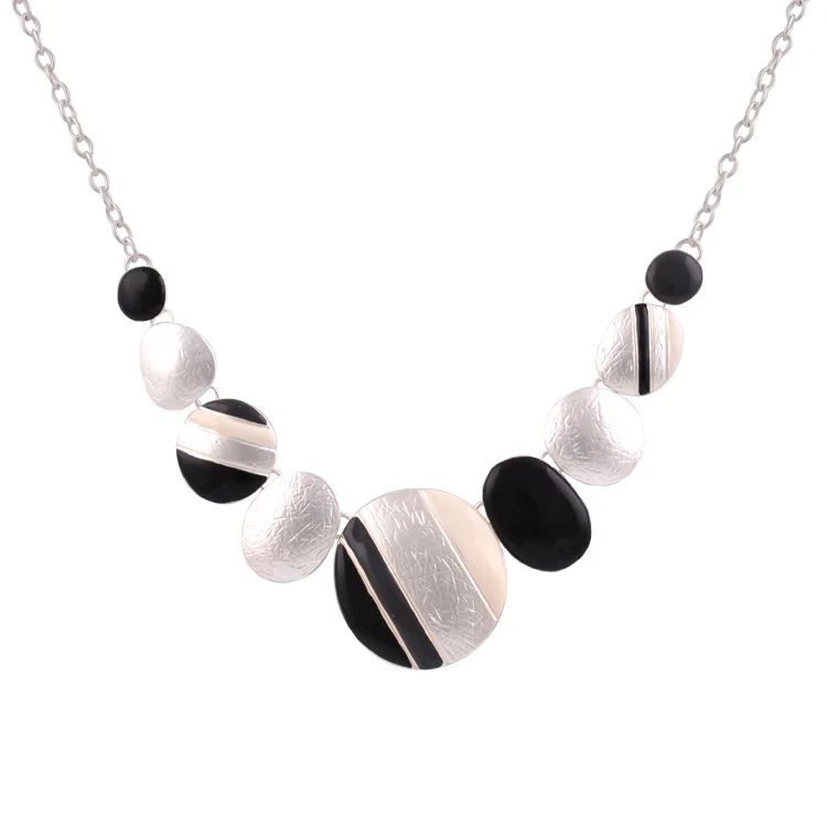 Дизайн, модное этническое ожерелье для женщин, посеребренное круглое ожерелье, винтажное ювелирное изделие - Окраска металла: black
