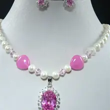 Женский рок талисман жемчужный порошок красный драгоценный камень и медальон кулон серьги белого цвета