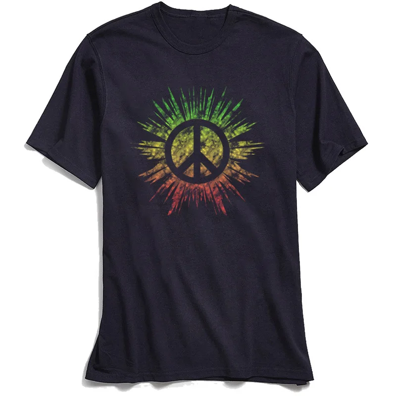 Vintage Pria T Shirt Rasta Tanda Perdamaian Top T Shirt Rata Lengan Pendek Motif Katun Murni O Leher Dewasa Tee Shirt Leisure Tshirt Aliexpress