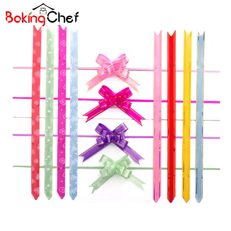 

BAKINGCHEF 50pcs/lot 18mm Gift Ribbon birthday/wedding/home Festive Party decoration Packing Pull Bow Ribbon Flower Accessories