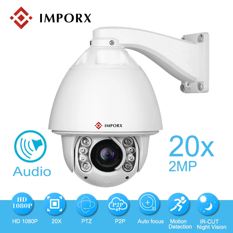 

IMPORX HD 1080P Camera IR-Cut Automatic Tracking PTZ Camera 2.0MP 20X Smart IP Camera Two Way Audio Camera Support 64G TF Card