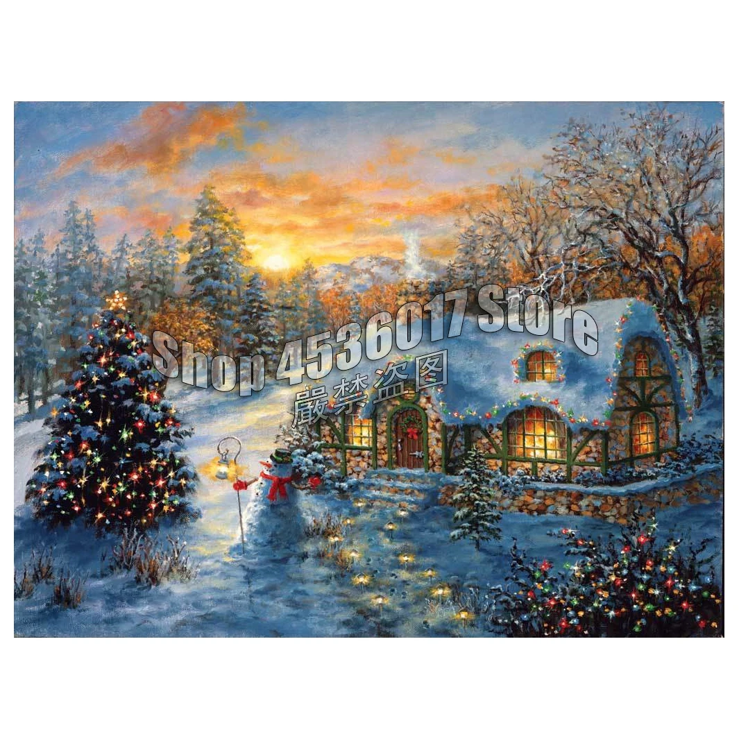 

5D Diy Diamond Painting Christmas Cottage Art Diamond Embroidery Full Kit Drill Needlework Rhinestone Mosaic Houses Picture