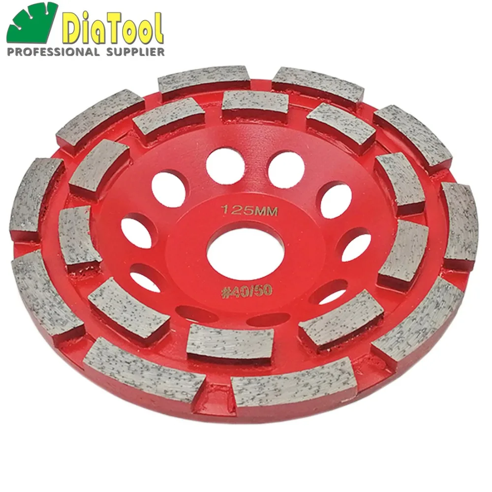 DIATOOL Diameter 5"/125mm Professional Diamond Double Row Grinding Cup Wheel For Concrete, Bore 22.23mm
