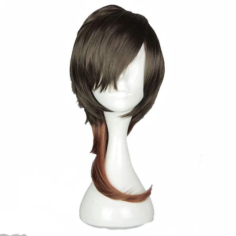 

MCOSER 50 CM Synthetic Straight Synthetic Brown Multi Color Gradient Short Wigs 100% High Temperature Fiber Hair WIG-579M
