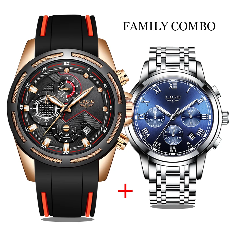 

Relogio Masculino 2019 LIGE New Mens Set Watches Top Luxury Brand Sports Watch Men's Quartz Date Clock Waterproof WristWatch+Box