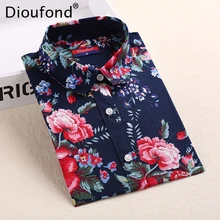 Dioufond Floral Shirts Women Blouses Blouse Cotton Blusa Feminina Long Sleeve Shirt Women Tops And Blouses