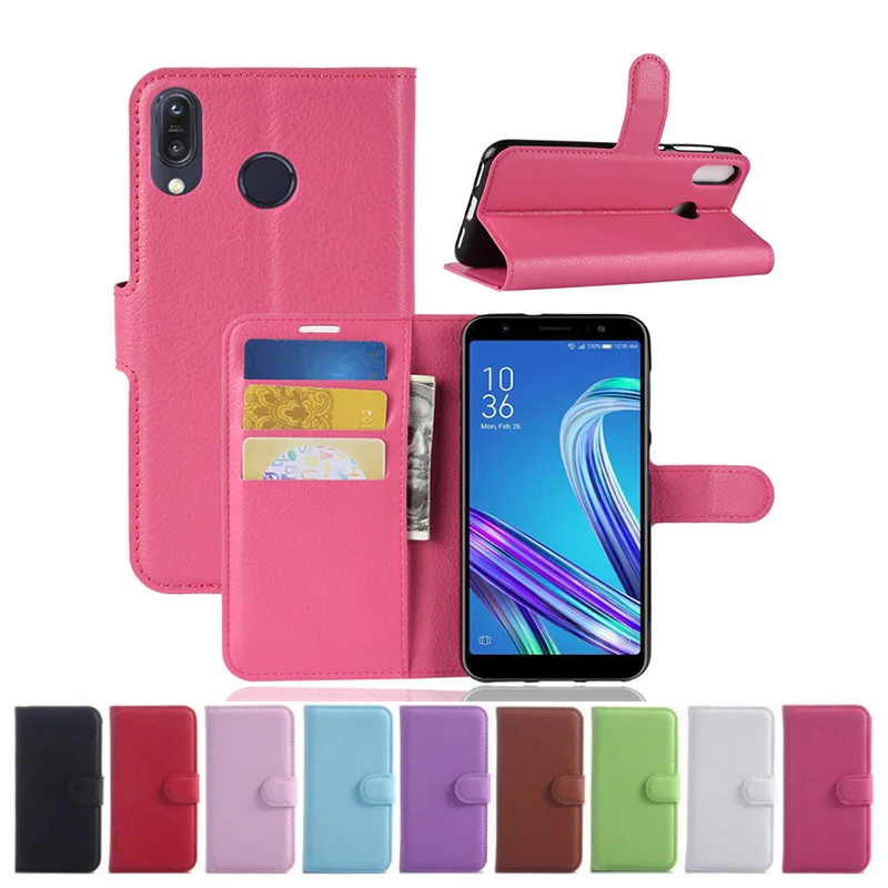 A.spanice for ASUS Zenfone Max M1 Wallet Flip Leather Case Stand Holder TPU Cover for ASUS