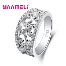 Нейтральный ветер унисекс 925 пробы Серебряное кольцо с прозрачный небольшой кристалл камень одежда высшего качества Свадебные/обручальные