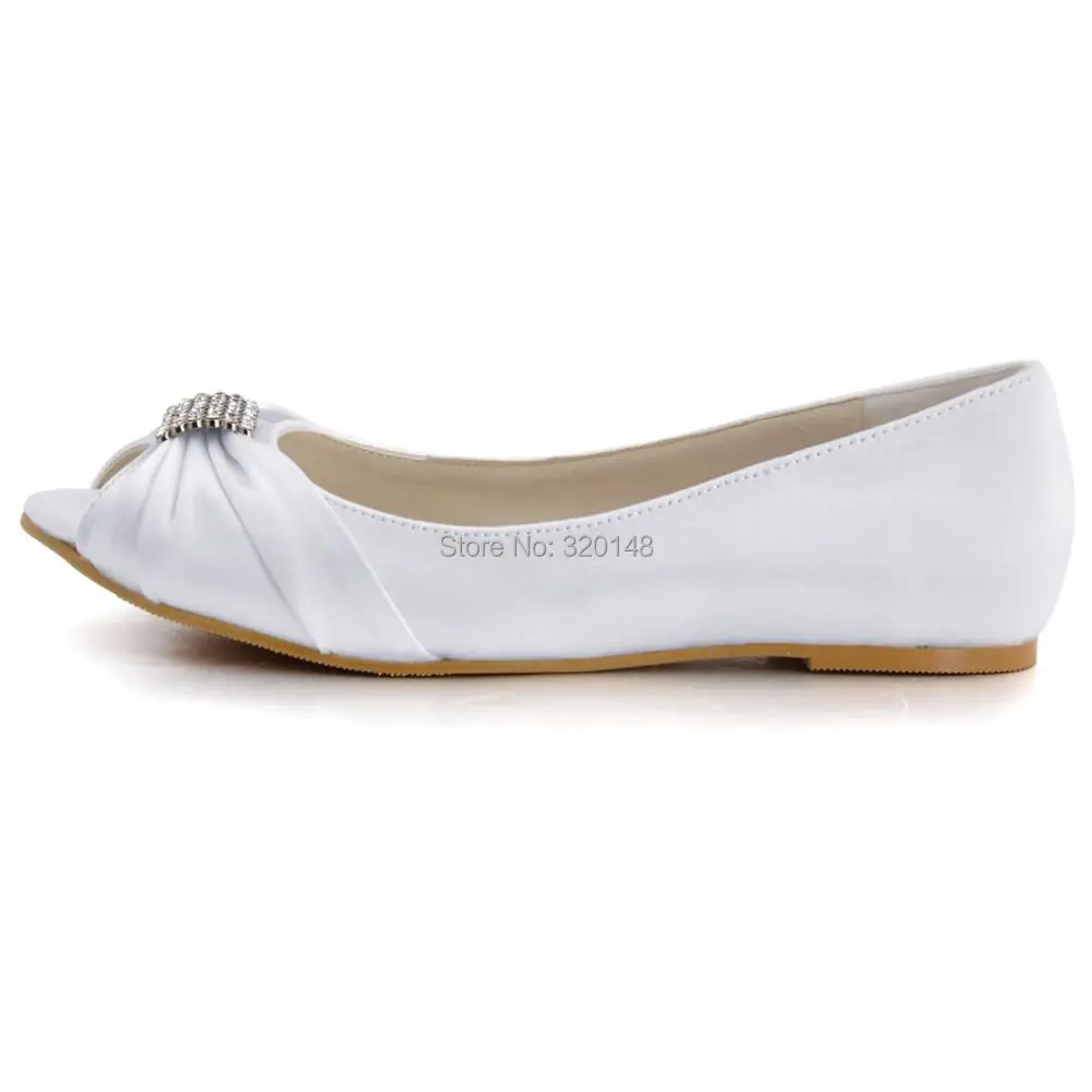 Женская обувь; свадебные туфли на плоской подошве для свадьбы белого цвета и цвета слоновой кости, удобная обувь открытый носок с кристаллами, атласное леди платье для выпускного вечера свадебные балетки фиолетовый EP2053