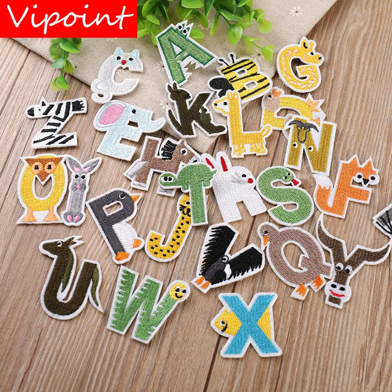 

VIPOINT embroidery alphabet cartoon patches letter animal patches badges applique patches for clothing YX-246