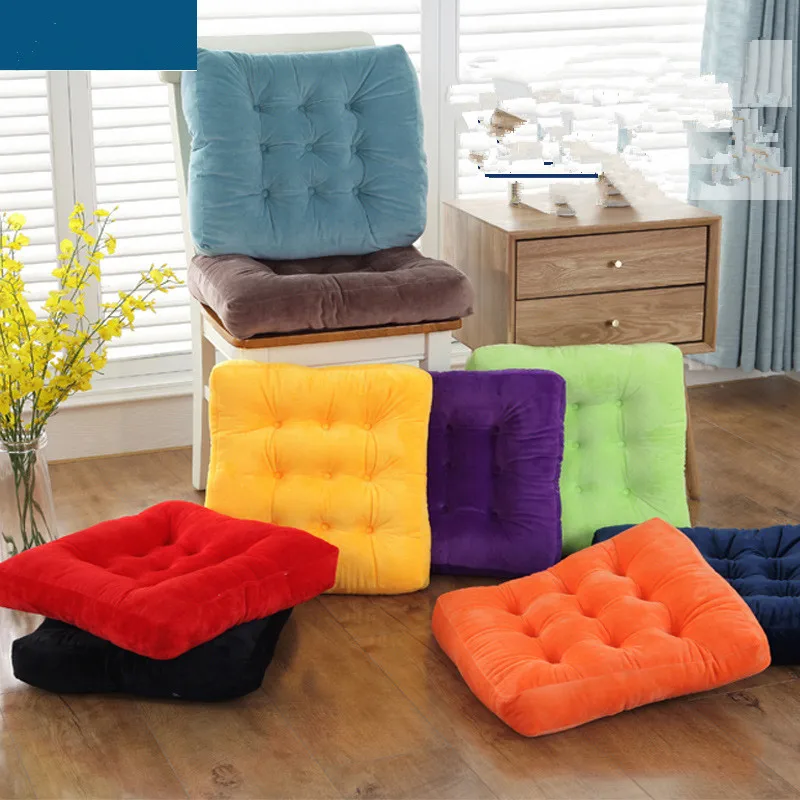 

New short plush Solid Color Dining Chair Cushion Square Cushion Thickening Office Velvet Cushion Upholstery Tatami Mat Chair