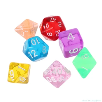 

New New 7Pcs/Set Dice TRPG Games Dungeons & Dragons D4-D20 Multi-sided Dices Colorful Drop Ship