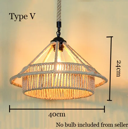 Лофт подвесной светильник Ретро Промышленность веревка пеньковая одежда Hotpot Ресторан Интернет Бар Кафе светильник столовая с декоративной отделкой люстра - Цвет корпуса: Type V no bulb