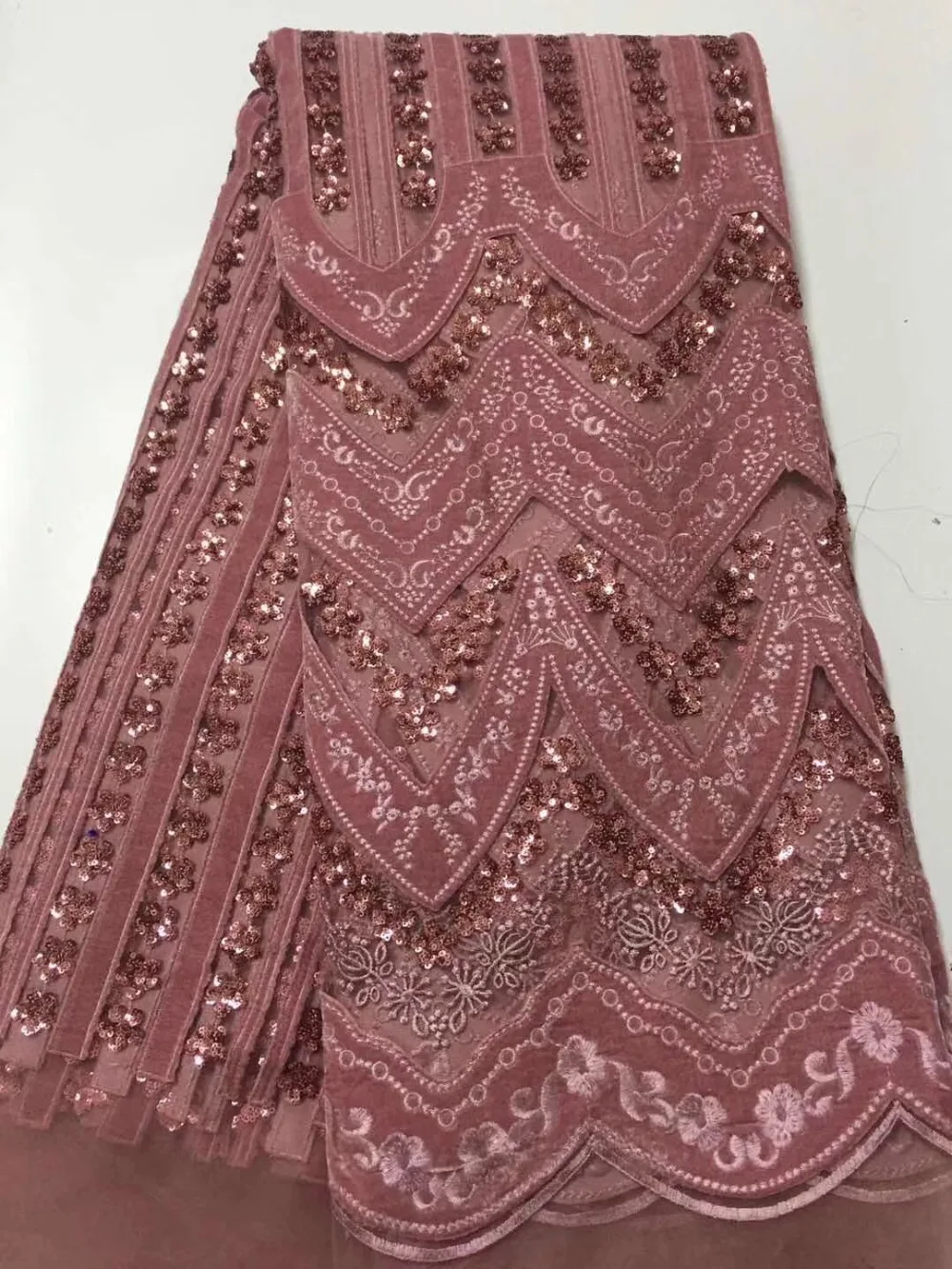 В нигерийском стиле кружево ткань 2019 Высокое качество персик Embroiery Африканское