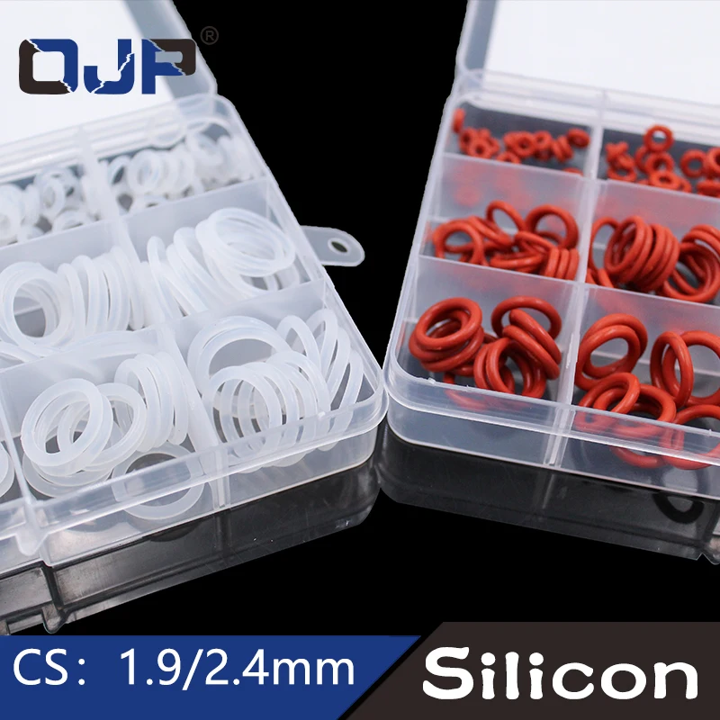 225pcs O Ring Silicone/Silicon 15 Sizes VMQ Silicon O-Ring Elasticity Sealing O-Rings Washer Gasket Ring Assortment Set Kit Box