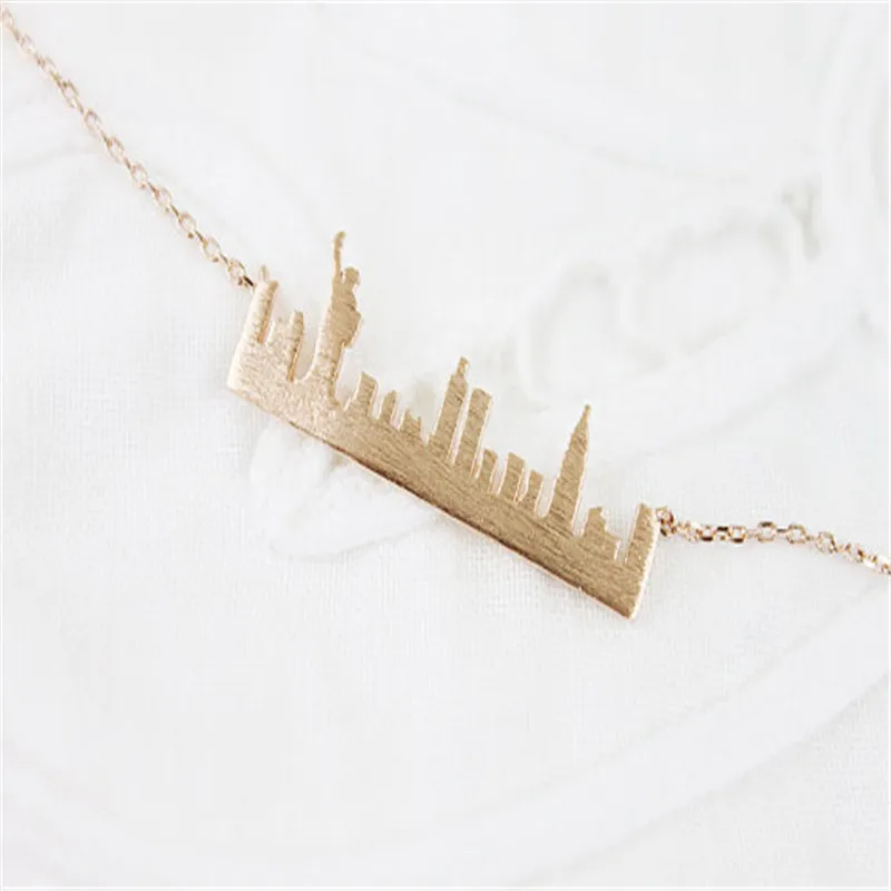 Fashion New York Skyline cityscape Pendant choker Necklaces for Women Charm Delicate beautiful Gift jewelry gold/silver plated