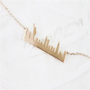 Fashion New York Skyline cityscape Pendant choker Necklaces for Women Charm Delicate beautiful Gift jewelry gold/silver plated