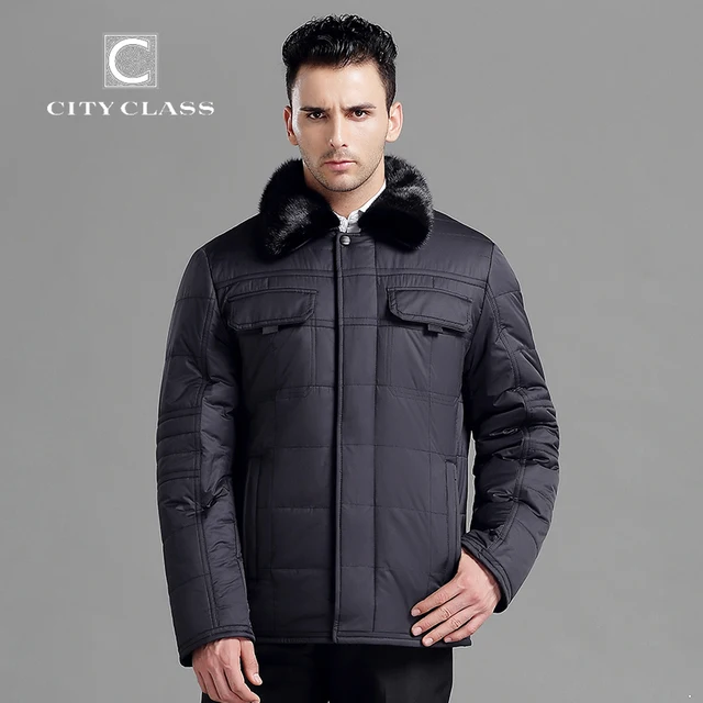Cheap CITY CLASS New Men 2015 Classic Mens Winter Jackets And Coats Slim Short Thinsulate Removable Mink Collar Jacket  Outwears 14306