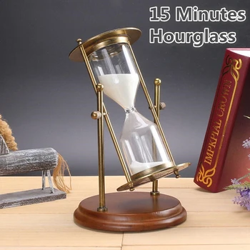 

19CM Large Rolating Metal Hourglass Sandglass Sand Egg Timer Clock 15 Minutes Hourglass Home Decoration Office Sand Clock