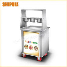 Single square/round Pan Fried Ice Cream Machine Ice Cream Roll Making Machine with Salad Fruit Workbench 3 pcs Tanks Cooling