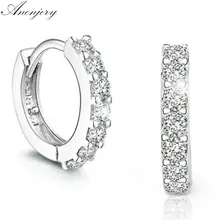 Anenjery 925 пробы серебряные серьги сверкающий Циркон в один ряд серьги гвоздики для женщин brincos oorbellen pendientes S-E14