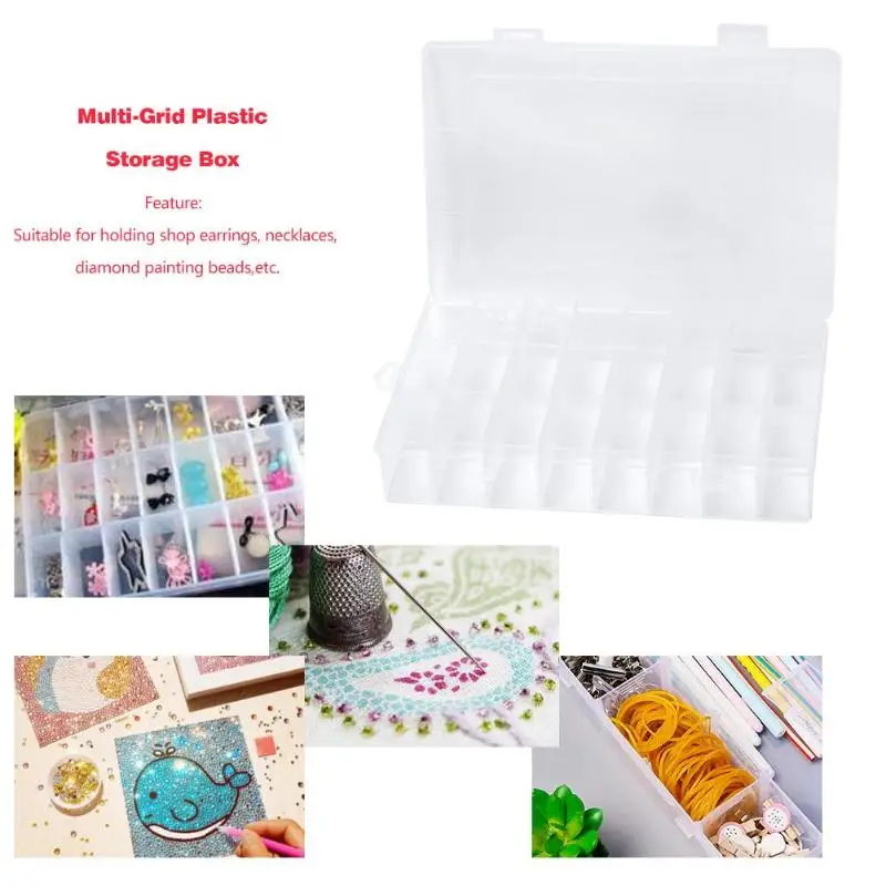 

Plastic Jewelry Nail Art Storage Box Multi-grid Pill Case Beads Container