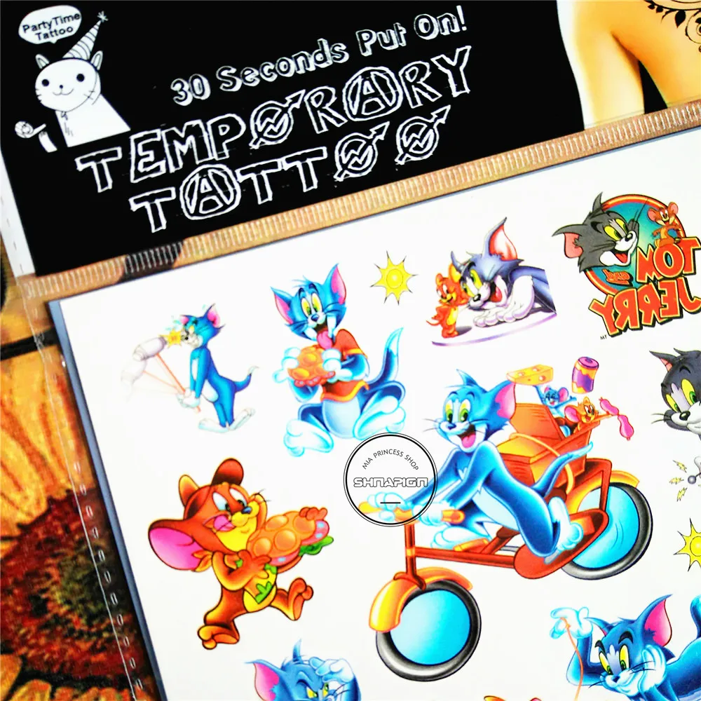 SHNAPIGN временная татуировка для детей Tom Cat и Jerry Mouse стикер боди арта s 17*10 см