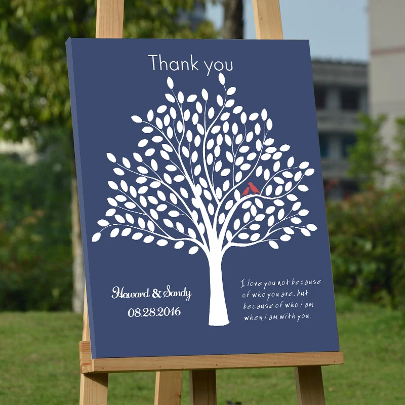 

Wedding Guest Book Custom with Red Birds Canvas Fingerprint Tree Guest Book with Name Letters Signature Guestbook Party Decorati