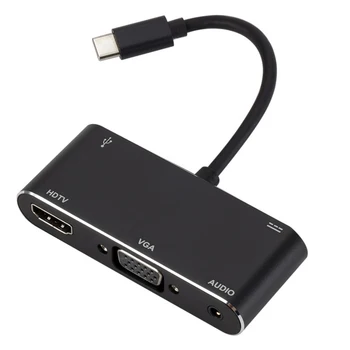 

USB Hub Type C to 4K HDMI 1080P VGA USB3.0 Port 3.5mm Audio PD Hub Adapter