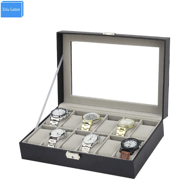 Black Carbon Case for Brand Watch Box 12 Slots in Storage Boxes&Bins Display Jewelry Organizer China Packaging Factory Supply Black Carbon Case for Brand Watch Box 12 Slots in Storage Boxes&Bins Display Jewelry Organizer China Packaging Factory Supply