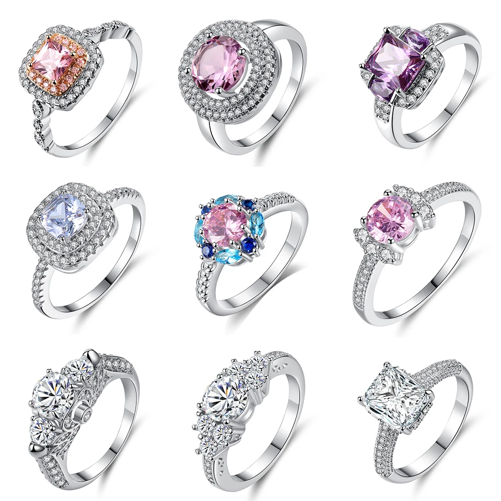

Hot Trendy Women Rings Creative Zircon Crystals Finger Rings For Couple Luxury Jewelry Valentine's Day Gift Female