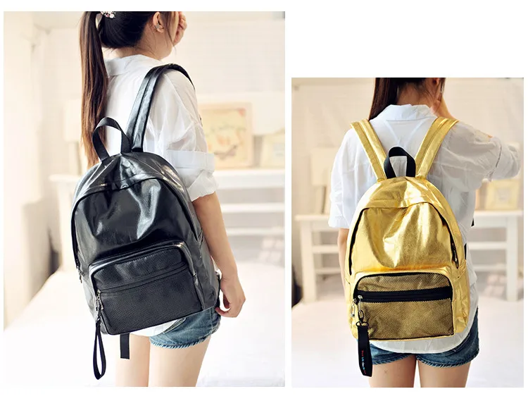 MJ Unisex Backpack Fashion Metallic Female Backpacks Casual Daypack Large Travel Bag Big Holographic Backpack Cool School Bags (20)
