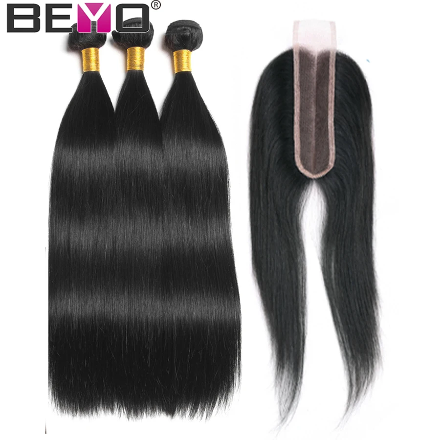 Straight Hair Bundles With 2X6 Closure Brazilian Hair Weave Bundles Human Hair Bundles With Closure Non Remy Hair Extension Beyo (3)