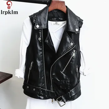 

2018 Spring New Leather Vest Women PU Sleeveless Leather Vest Large Size Chalecos Para Mujer Chaquetas Invierno Mujer CH043