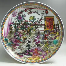 Китайская ручная роспись семейный розовый фарфор тарелка 8 красавиц Flying dancing Plate