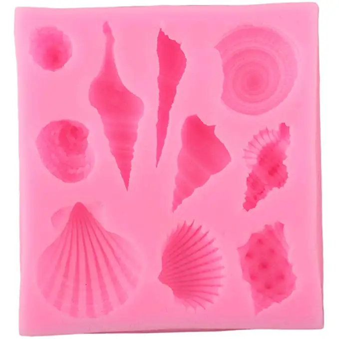 Seashell хвост русалки силиконовая формочка для выпечки Декор Шоколадный Торт Помадка, кондитерские изделия глина конфеты создание кубика льда лоток Fimo Мыло Плесень - Цвет: Seashell