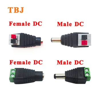 

5.5x2.1mm Female Male DC Power Jack Connector Plug Adapter For 5050 3528 Single Color LED Strip Light CCTV Camera